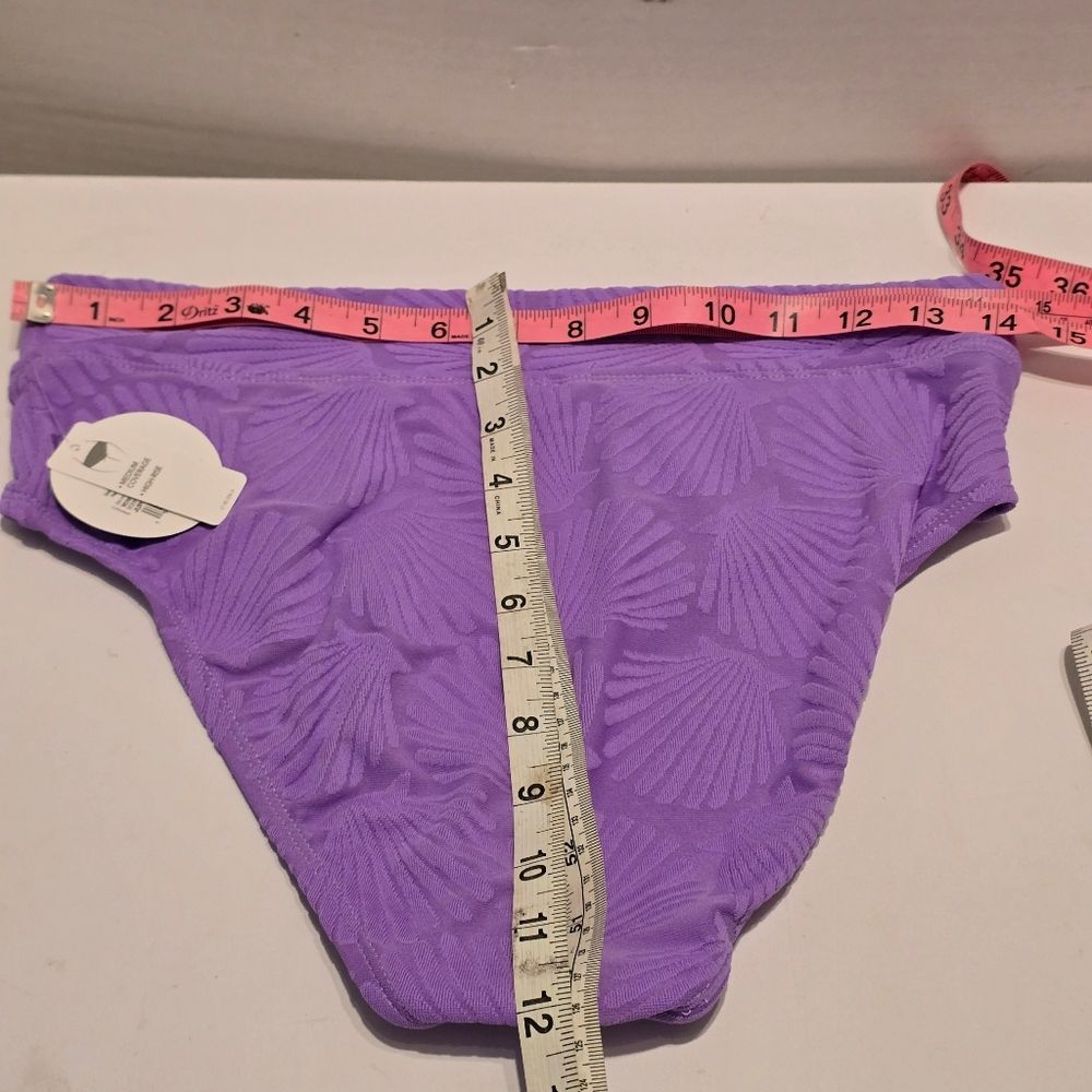 Decree Purple Sea Shell Swim Bottom High Rise Medium Coverage Size Small - Picture 5 of 5